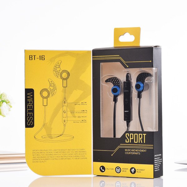 Wholesale Bluetooth Sports Earbuds Headphone BT16 (Blue Black)